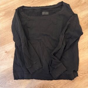 RTA black 100% cotton distressed sweatshirt with cut out one shoulder - size L